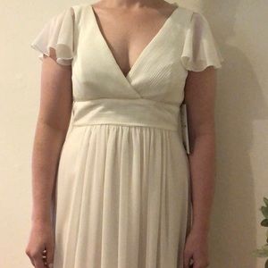 NWT ivory chiffon maxi dress- flutter sleeve, ruching detail- great bridal!
